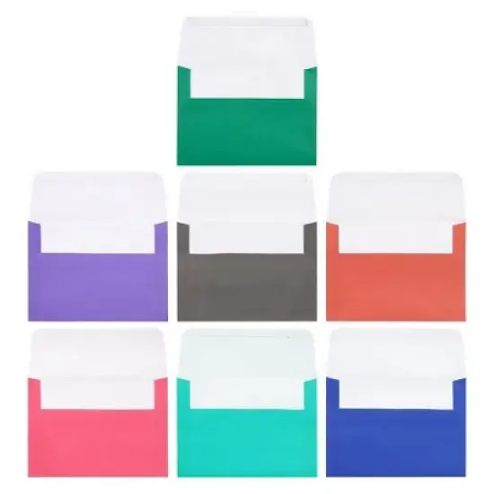 Best Paper Greetings 100 Pack Colored 5x7 Mailing Envelopes, A7 Size Invitations, Greeting Cards, Peel and Stick Seal, Square Flap, 7 Colors image {7}