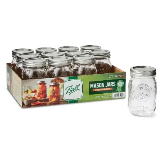 Ball 16oz 12pk Glass Regular Mouth Mason Jar with Lid and Band image {6}