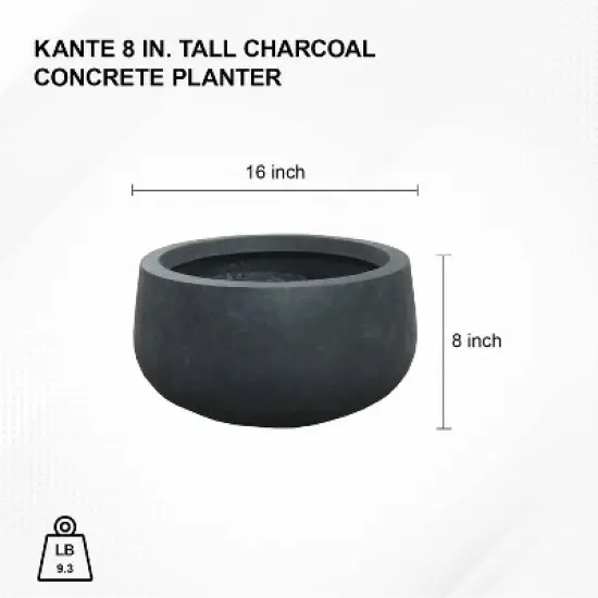 Rosemead Home & Garden, Inc. Concrete Outdoor Planter Pot Black 16"x16" image {6}