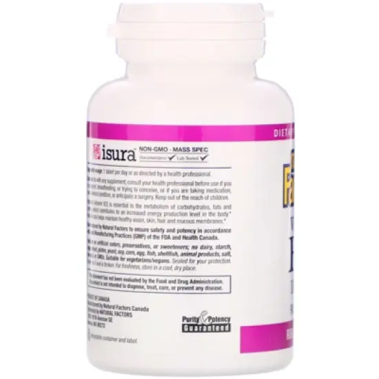 Natural Factors Vitamin B2, Riboflavin, 100 mg, 90 Tablets image {2}