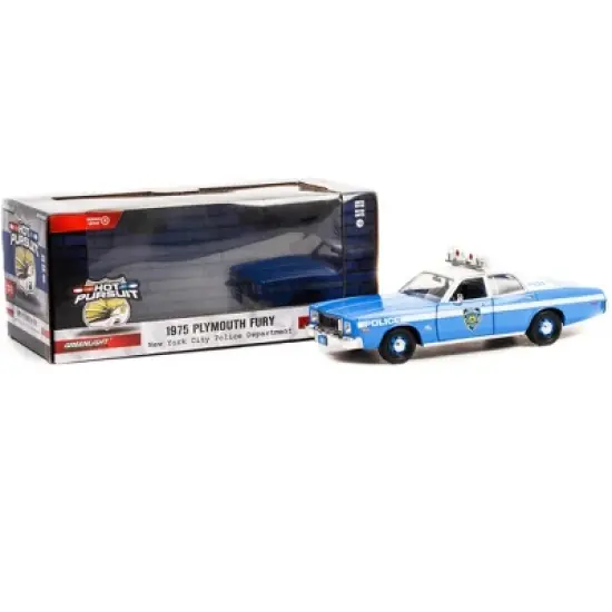 1975 Plymouth Fury Light Blue w/White Top "New York City Police Department" "Hot Pursuit" 1/24 Diecast Model Car by Greenlight image {2}
