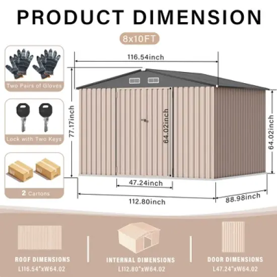 Garvee 8 x 10 FT Outdoor Metal Storage Sheds, Metal Tool Shed With Lockable Door & Air Vents for Backyard Garden Patio Lawn image {1}