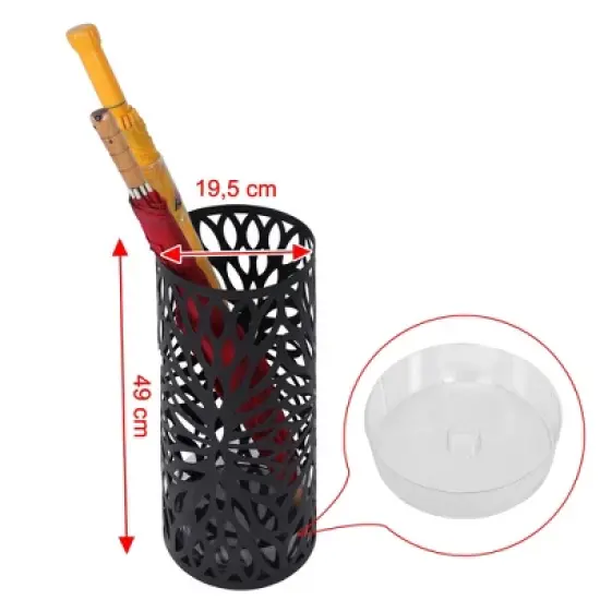 SONGMICS Umbrella Stand, Umbrella Holder, Steel Round Umbrella Rack Organizer Freestanding, for Canes Walking Sticks, Black image {7}
