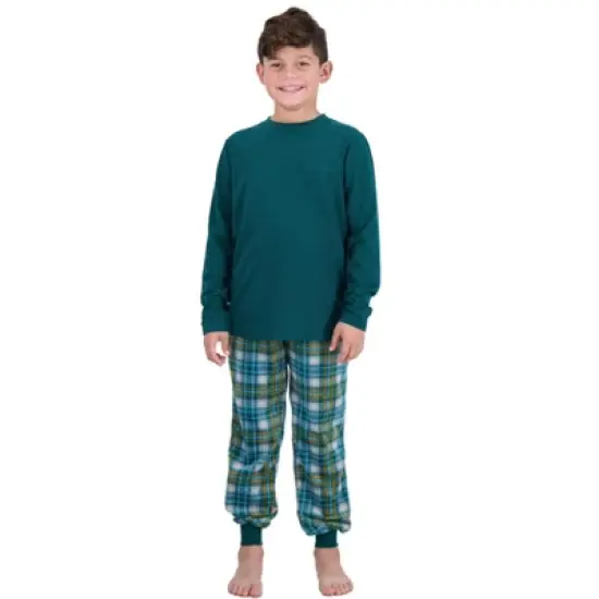 Sleep On It Boys 2-Piece Plaid Pajama Set - Green image {1}