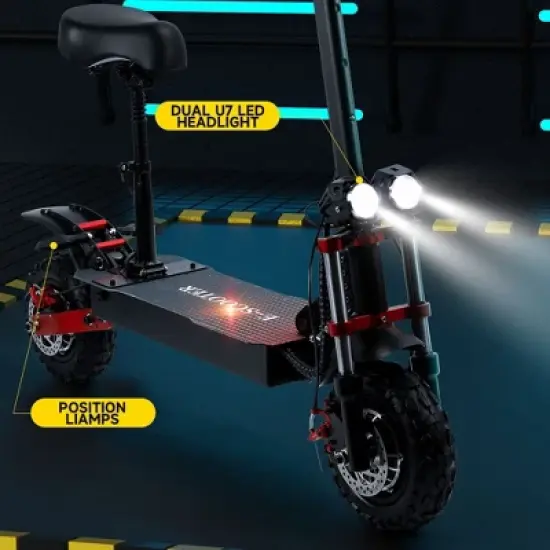 Topteng 12" Electric Scooter for Adults - Black: 2000W Motor, 40 MPH Max Speed, 50 Mile Range image {6}