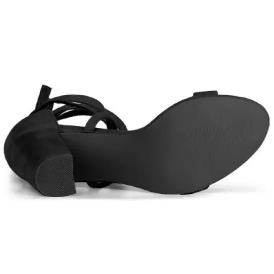 Allegra K Women's Open Toe Lace Up Chunky High Heels Sandals image {4}