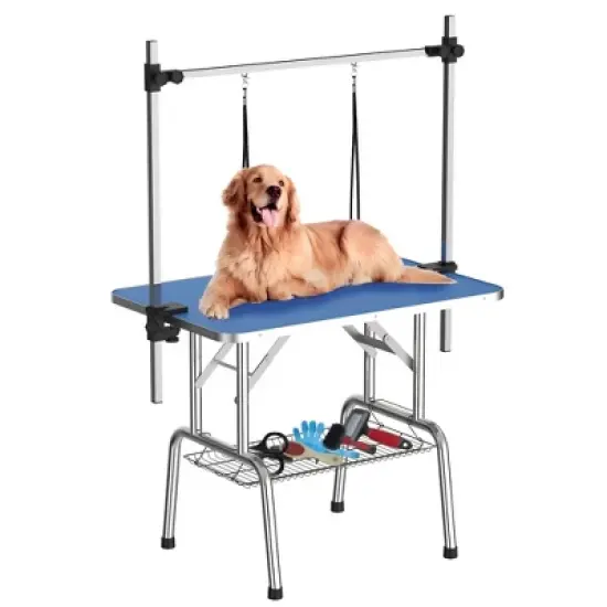 SEVOBAL Pet Grooming Tool Inch Foldable Dog Grooming Table For Home With Adjustable Arm, Non-Slip Surface And Storage, Blue, 46.00"*24.00"*29.30" image {5}
