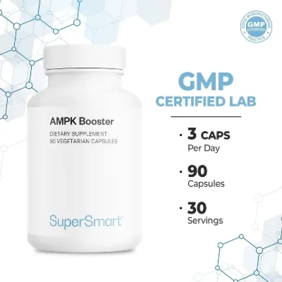 SuperSmart AMPK Booster - with Gynostemma Pentaphyllum, Berberine, Fisetin - AMPK Metabolic Activator | Non-GMO & Gluten Free - 90 Vegetarian Capsules image {4}