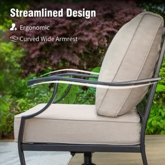 Captiva Designs 4PCS Patio Outdoor Conversation Fire Pit Set with Swivel Armchairs for Garden, Poolside, Backyard image {4}