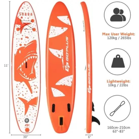 Costway 10'5''/11' Inflatable Stand Up Paddle Board with Backpack Aluminum Paddle Pump image {1}