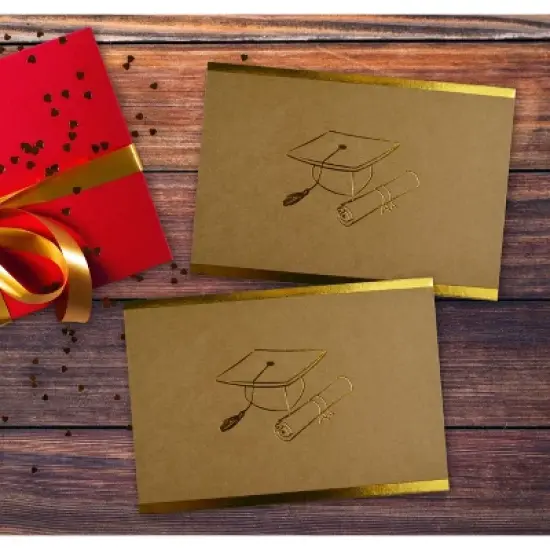 50ct Grad-itude Gold Foil Thank You Note Card & Envelopes: Great Papers! Multicolor Scroll Design, All Occasions, 5"x3.625" image {2}