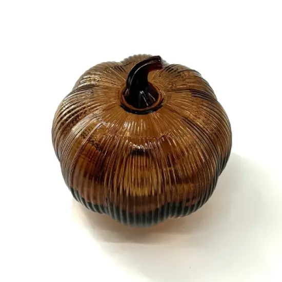 Glass LED Pumpkins Brown - Bullseye's Playground&trade; image {1}