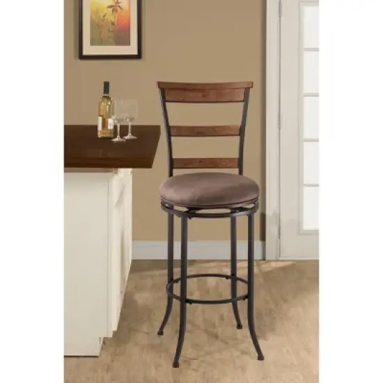 Charleston Swivel Ladder Back 26" Counter Height Barstool Metal/Tan - Hillsdale Furniture image {5}