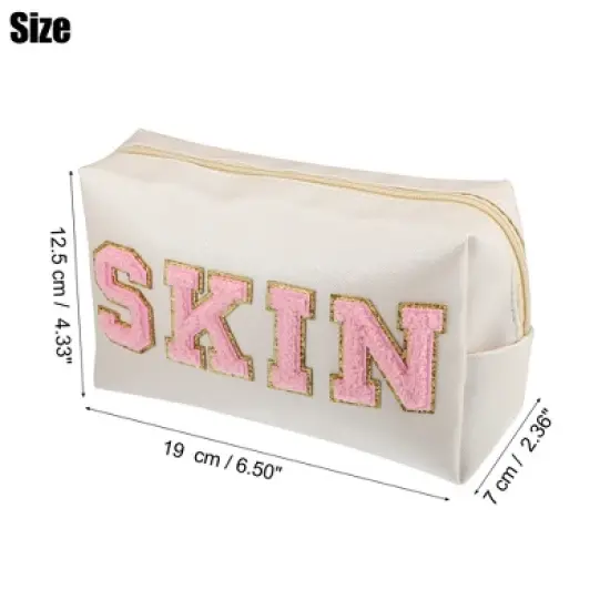 Unique Bargains Patch Small Makeup Bag Alphabet Pattern Toiletry Bag Travel Cosmetic Organizer for Women Daily Use image {3}