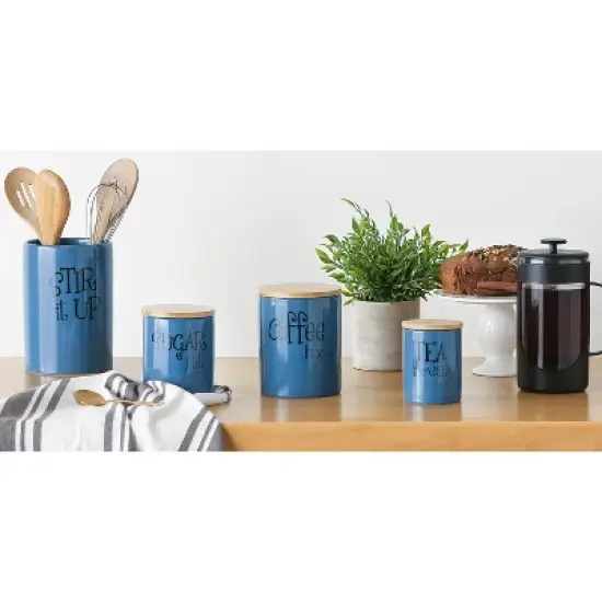 Design Imports Blue Stir It Up Ceramic Utensil Holder image {5}