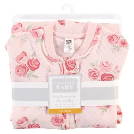 Hudson Baby Infant Girl Premium Quilted Long Sleeve Sleeping Bag and Wearable Blanket, Blush Rose image {1}