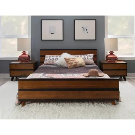 Mid-Century Modern 2 Drawer Nightstand Walnut - Linon image {11}