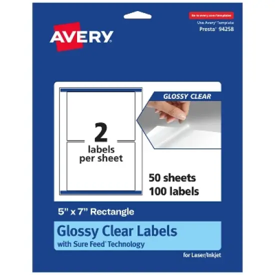 Avery Glossy Clear Rectangle Labels with Sure Feed, 5" x 7" image {7}