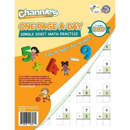 Channie's 3pk One Page a Day Single, Double, Triple Digit Math Worksheets - 2-4th Grades image {1}