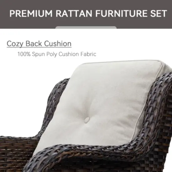 4 Pieces Patio Furniture Set with Fire Pit Table, Outdoor Sofa Set with 50000 BTU Fire Pit All Weather Wicker Patio Couch and Club Chair image {3}