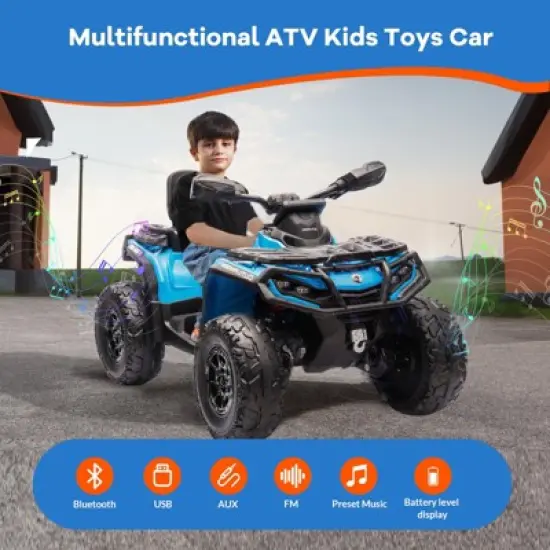 Garvee 12V 2-Seater Ride On ATV for Kids, Electric Car with Remote Control, 4x200W Motors, Bluetooth Music, LED Lights, Spring Suspension image {4}