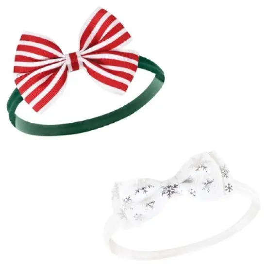 Hudson Baby Infant Girl Cotton and Synthetic Headbands, 12 Days Of Christmas Plaid, 0-24 Months image {4}