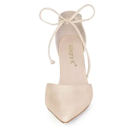 Allegra K Women's Ankle Tie Point Toe Dress Pumps image {1}