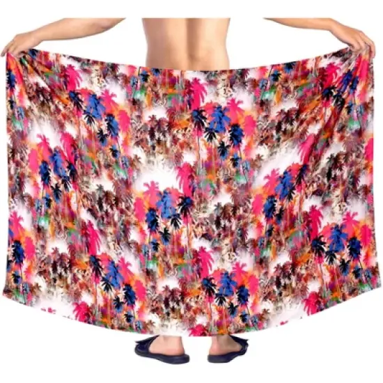 LA LEELA Men's Hawaiian Lava Lava Beach Sarong Wrap Beachwear Cover-Up Summer Long Swimwear Vacation Cover Up For Men One Size Multicolored, Tree image {3}