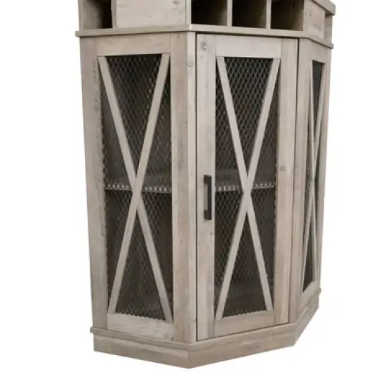 Corner Bar with Mesh Door Stone Gray - Home Source image {6}