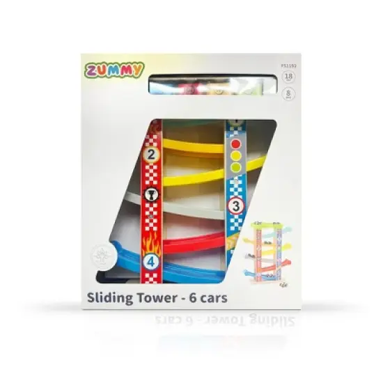 3D Sliding Tower with 6 Car Toys, Social and Motor Skills Training Game for +18 Months Toddlers image {3}