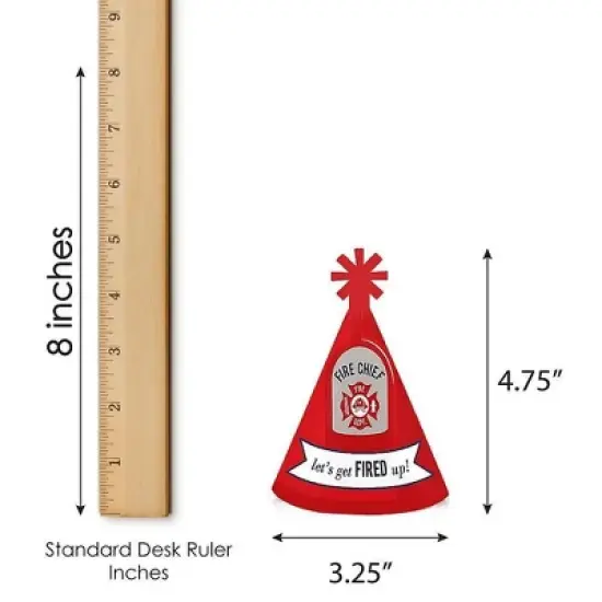 Big Dot of Happiness Fired Up Fire Truck - Mini Cone Firefighter Firetruck Baby Shower or Birthday Party Hats - Small Little Party Hats - Set of 8 image {5}