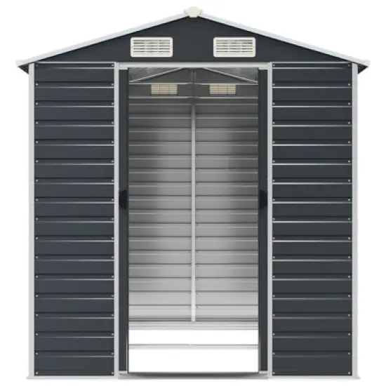 vidaXL Garden Shed Galvanized Steel - Anthracite 75.2 x 84.6 x 78 in image {4}