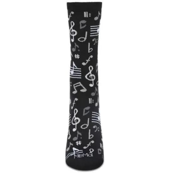 Memoi Musical Notes Bamboo Blend Crew Sock image {1}