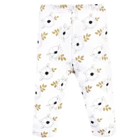 Little Treasure Baby Girl Cotton Bodysuit, Pant and Shoe 3pc Set, White Flower Necklace image {2}