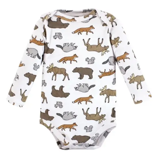 Hudson Baby Infant Boy Cotton Long-Sleeve Bodysuits, Animal Adventure 3-Pack image {4}