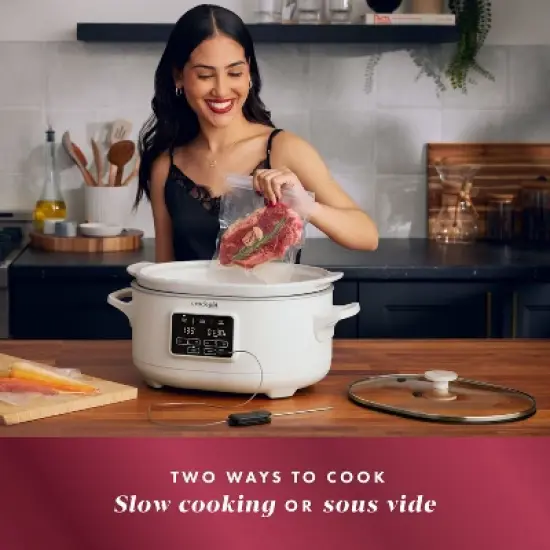 Crock-Pot 6qt Programmable Slow Cooker with Sous Vide - Oat Milk Ivory: Digital Timer, Automatic Shut-Off, 280W image {1}