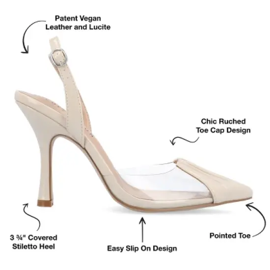 Journee Collection Womens Ivyann Vegan Leather and Lucite Stiletto Pumps image {7}