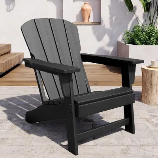 Modern Oversized HDPE Adirondack Chair Poly Lumber Firepit Chair Wood Grain Texture Ergonomic 380LB image {7}