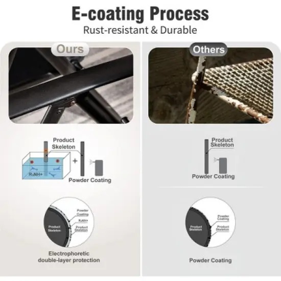 Captiva Designs 6pc Patio Slat-top Square Table & Textilene Reclining Foldable Chairs & Market Umbrella image {8}