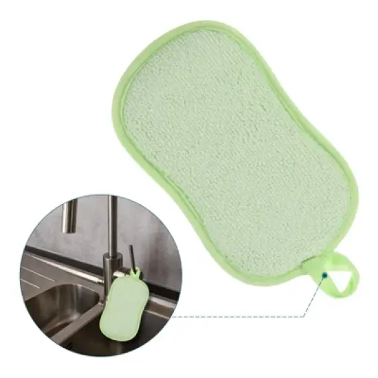 Unique Bargains Multipurpose Microfiber Kitchen Dish Sponge Pads 5 Pcs image {3}