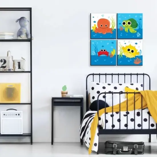 Big Dot of Happiness Under the Sea Critters - Kids Home Decor - 11 x 11 inches Nursery Wall Art - Set of 4 Prints for baby's room image {2}