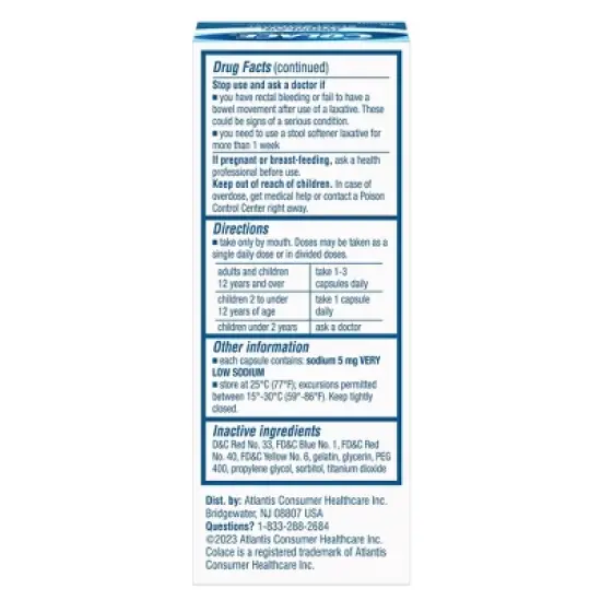 Colace Laxatives Digestive Capsules - 60ct image {1}