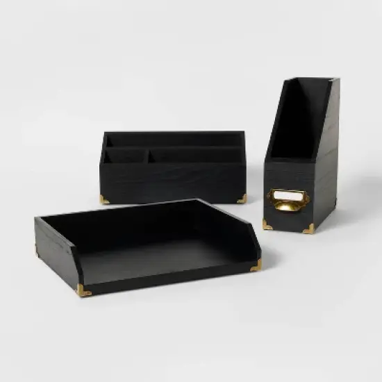 Wood Desktop Storage Unit Black - Threshold&trade; image {3}