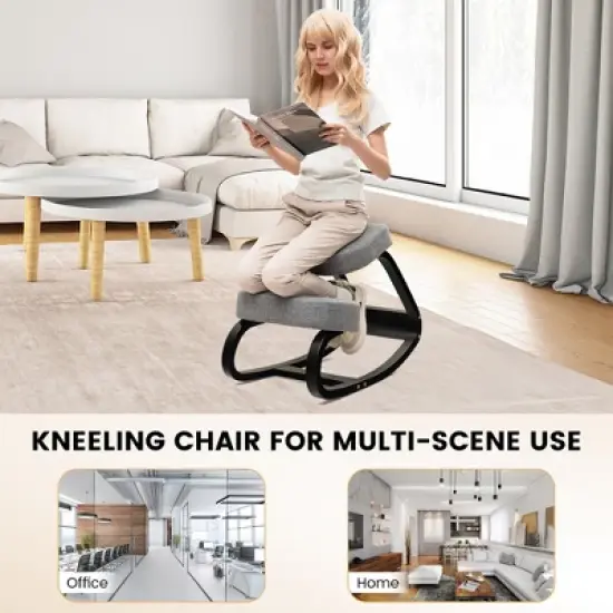 Costway Rocking Kneeling Chair Ergonomic Posture Correcting Back Pain Padded Cushion image {8}