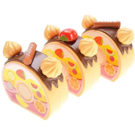 Link 75 piece Birthday Fruit Decoration Cake, DIY Fruit Cake, Pretend Play Desserts Food Toy Set, Blue image {4}