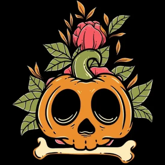 Girl's Design By Humans Halloween with Rose Illustration By rukurustudio T-Shirt image {1}