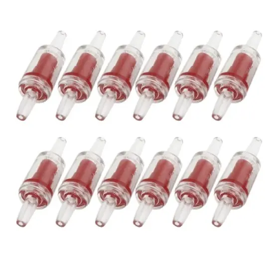 Unique Bargains Aquarium Fish Tank Plastic One Way Non-return Check Valves Red Clear 12 Pcs image {3}