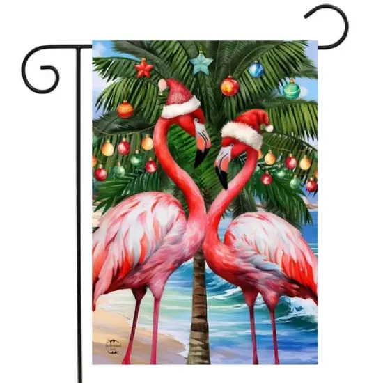 Briarwood Lane Christmas Garden Flag 12x18 For Outdoor Festive Flamingos For Christmas Garden Flag Flags For Outside image {1}