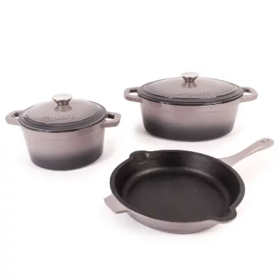 BergHOFF Neo 5Pc Cast Iron Cookware Set, 3Qt Covered Dutch Oven, 5Qt Covered Stock Pot, & 10" Fry Pan image {15}