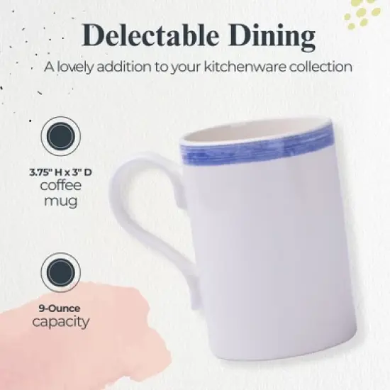 Portmeirion Potter's 9oz Brushstroke Breakfast Mug, Set of 4, Elegant Earthenware Tea Mugs with Handle, Ideal Gift for Coffee Lovers - Blue image {3}